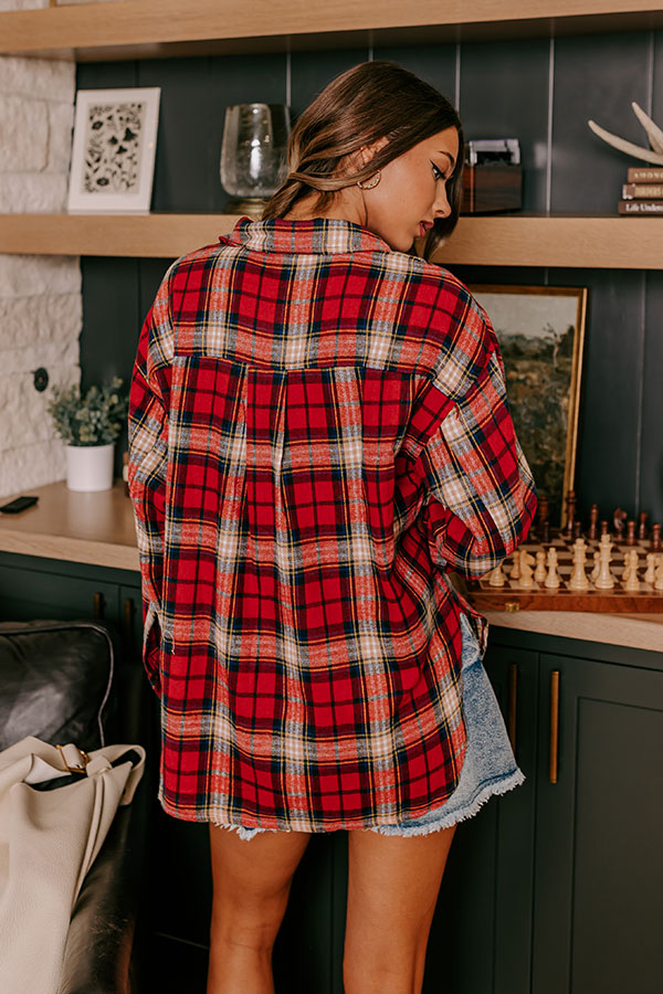 Fireside S'mores Oversized Flannel in Red   