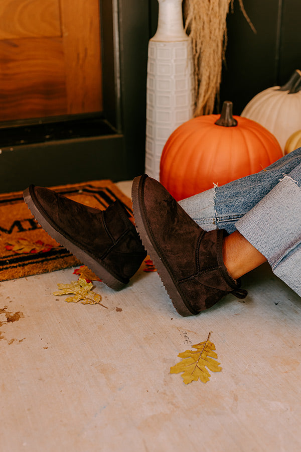 Away To The Alps Faux Suede Bootie in Chestnut