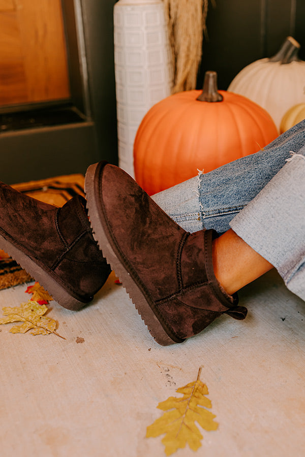 Away To The Alps Faux Suede Bootie in Chestnut