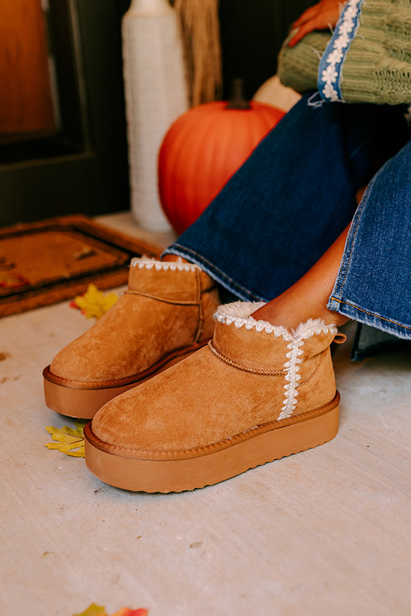 Vermont Vacay Faux Suede Platform Bootie in Camel