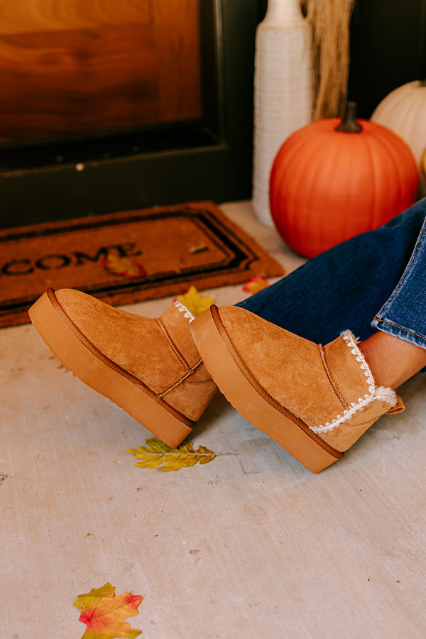 Vermont Vacay Faux Suede Platform Bootie in Camel