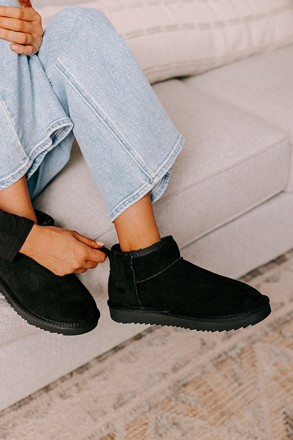 Away To The Alps Faux Suede Bootie in Black