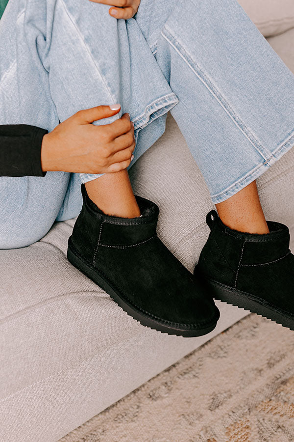 Away To The Alps Faux Suede Bootie in Black