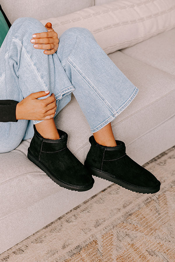 Away To The Alps Faux Suede Bootie in Black