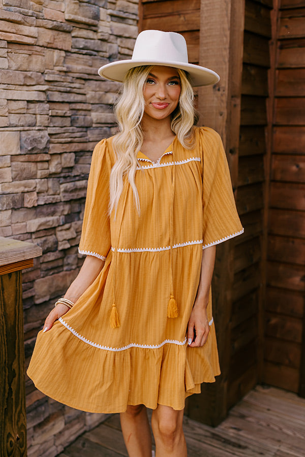 Simply Lovely Tiered Mini Dress in Mustard