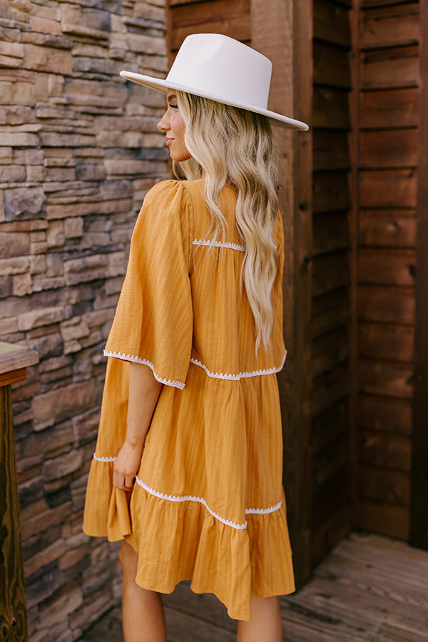 Simply Lovely Tiered Mini Dress in Mustard