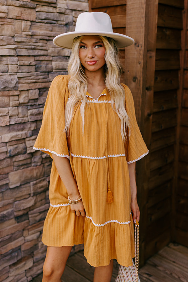 Simply Lovely Tiered Mini Dress in Mustard