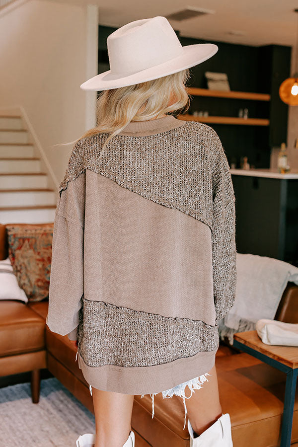 Cabin In The Mountains Oversized Knit Sweater in Dark Taupe