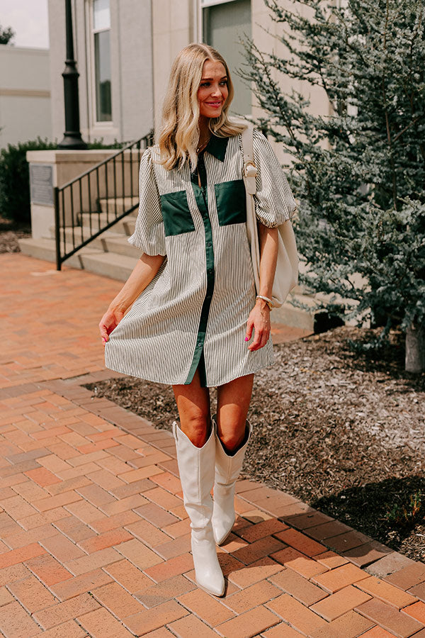 Country Club Cutie Button Down Mini Dress in Deep Forest XL / deep-forest Country Club Cutie Button Down Mini Dress in Deep Forest XL / deep-forest