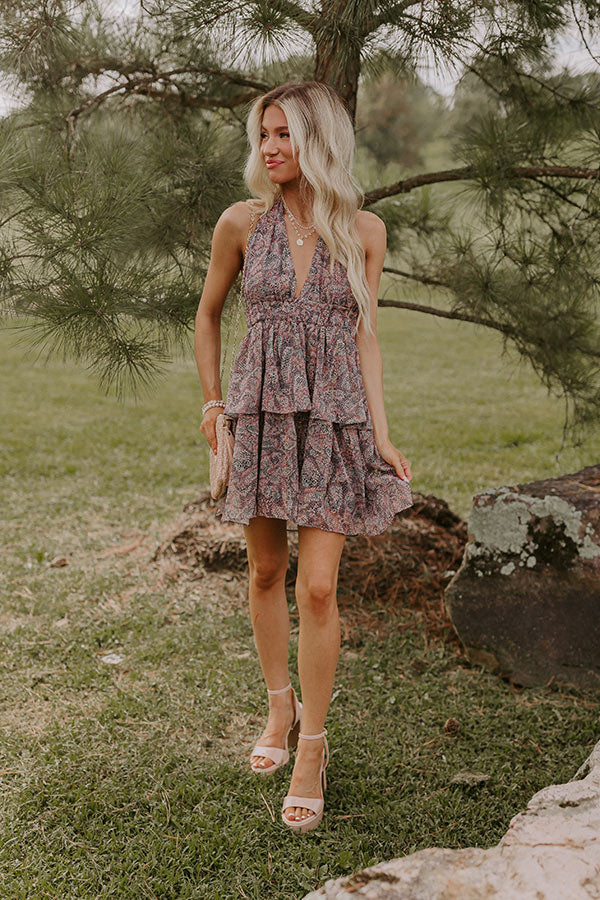 Convo Over Cocktails Tiered Mini Dress in Grey