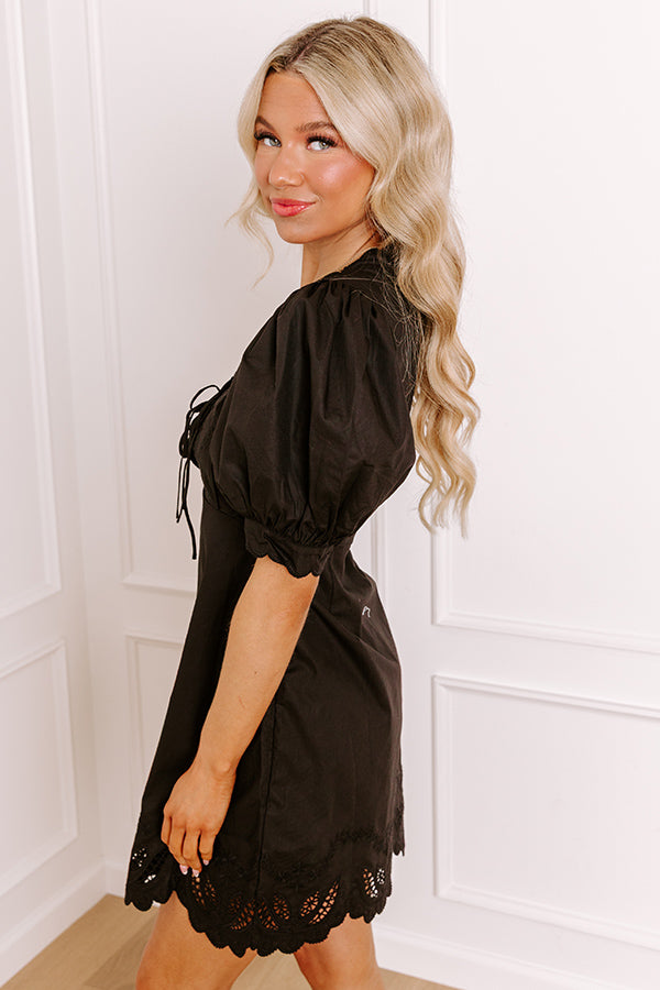 Chic Feeling Embroidered Mini Dress in Black S / Black Chic Feeling Embroidered Mini Dress in Black S / Black