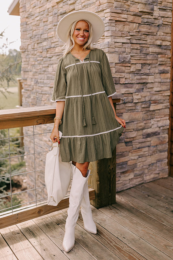 Simply Lovely Tiered Mini Dress in Olive