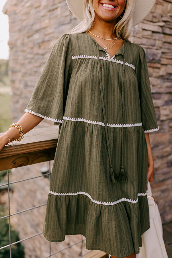 Simply Lovely Tiered Mini Dress in Olive