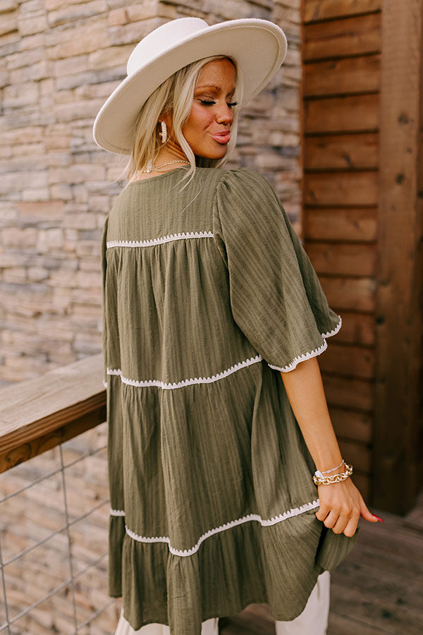 Simply Lovely Tiered Mini Dress in Olive