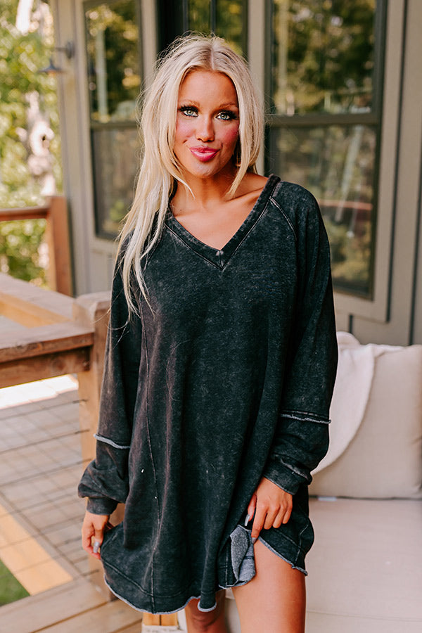 Casual Brunch Mineral Wash Mini Dress in Black M / Black Casual Brunch Mineral Wash Mini Dress in Black M / Black