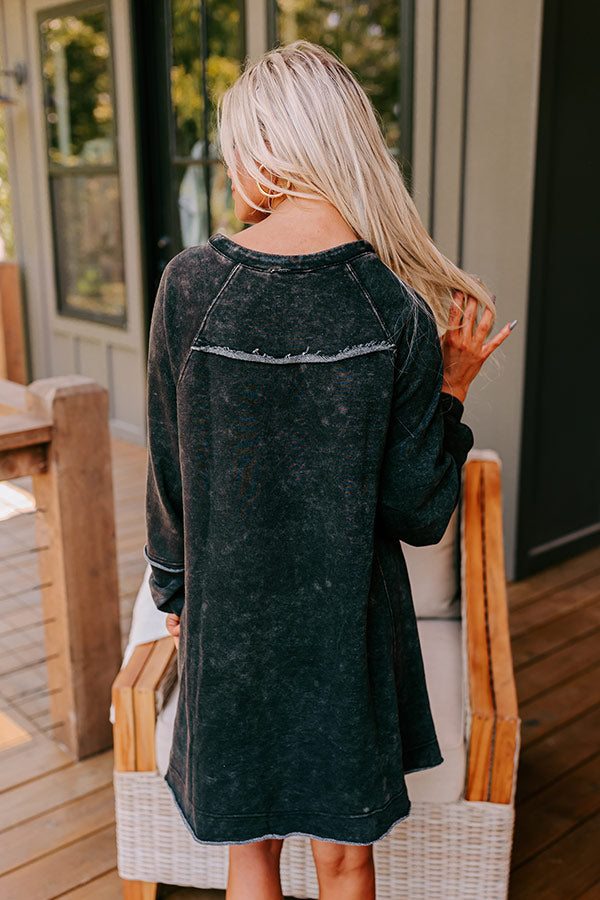 Casual Brunch Mineral Wash Mini Dress in Black M / Black Casual Brunch Mineral Wash Mini Dress in Black M / Black