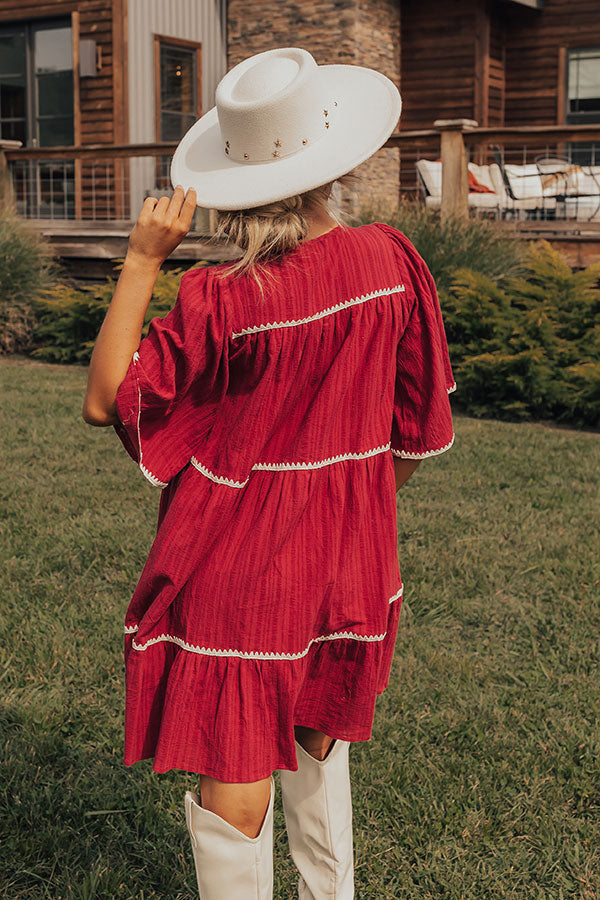 Simply Lovely Tiered Mini Dress in Wine