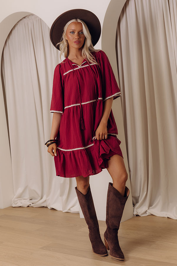 Simply Lovely Tiered Mini Dress in Wine Image - 2