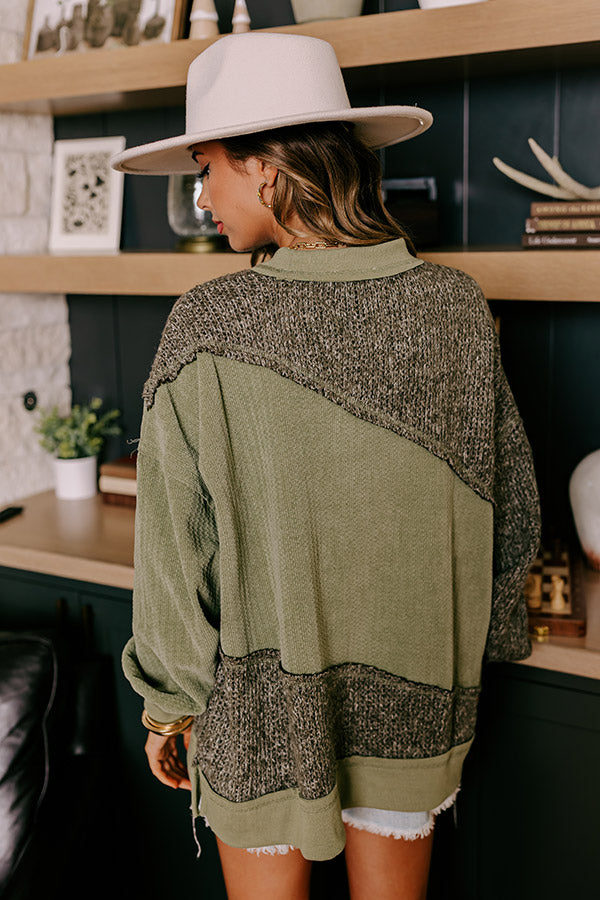 Cabin In The Mountains Oversized Knit Sweater in Olive