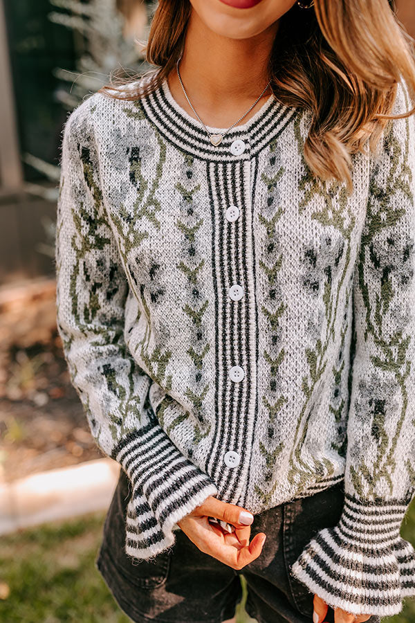 Floral Dreams Knit Sweater in Grey