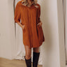 Falling Leaves Button Down Mini Dress in Pumpkin Image - 1