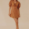 Chic Feeling Embroidered Mini Dress in Camel Image - 1