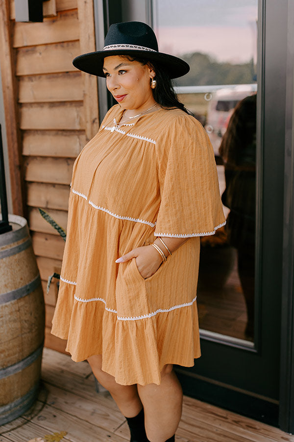 Simply Lovely Tiered Mini Dress in Mustard Curves