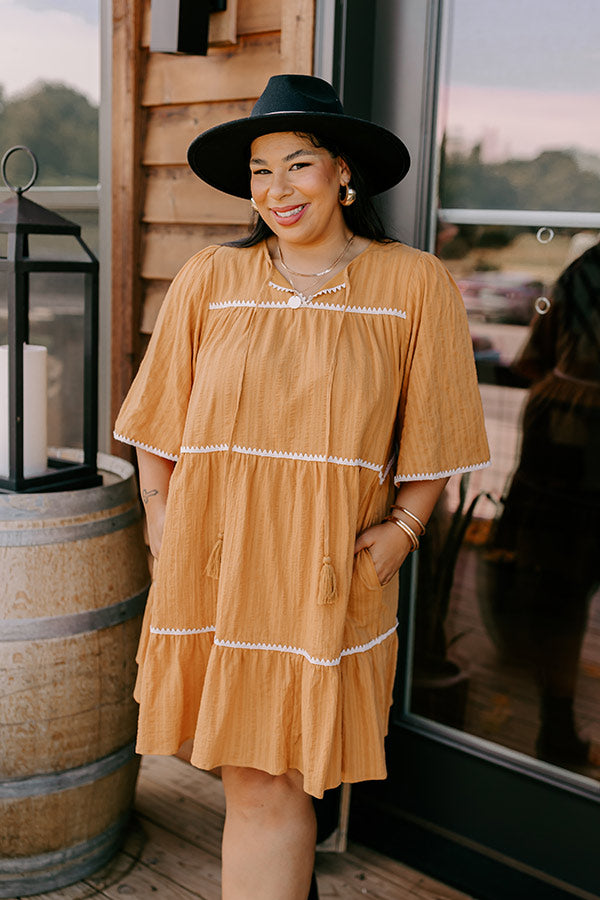 Simply Lovely Tiered Mini Dress in Mustard Curves