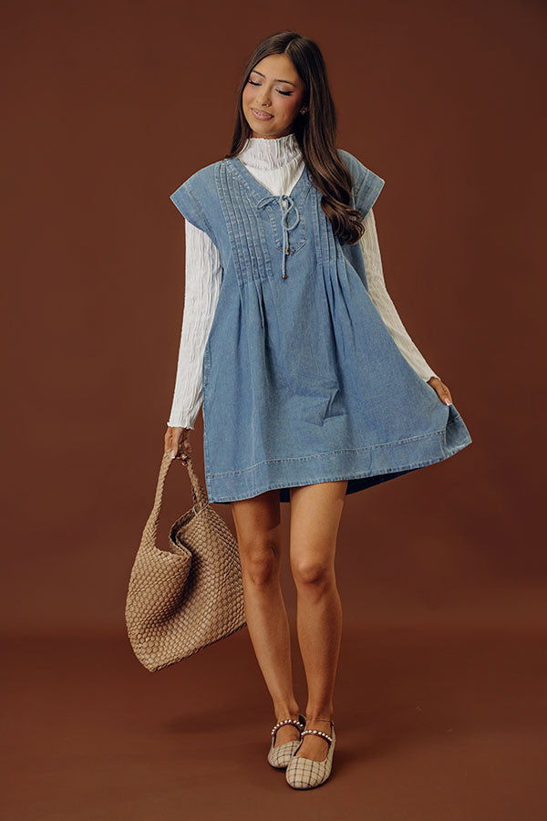 Small Town Cafe Chambray Mini Dress Image - 1