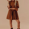 Caramel Kisses Pleated Mini Dress in Cinnamon Image - 1