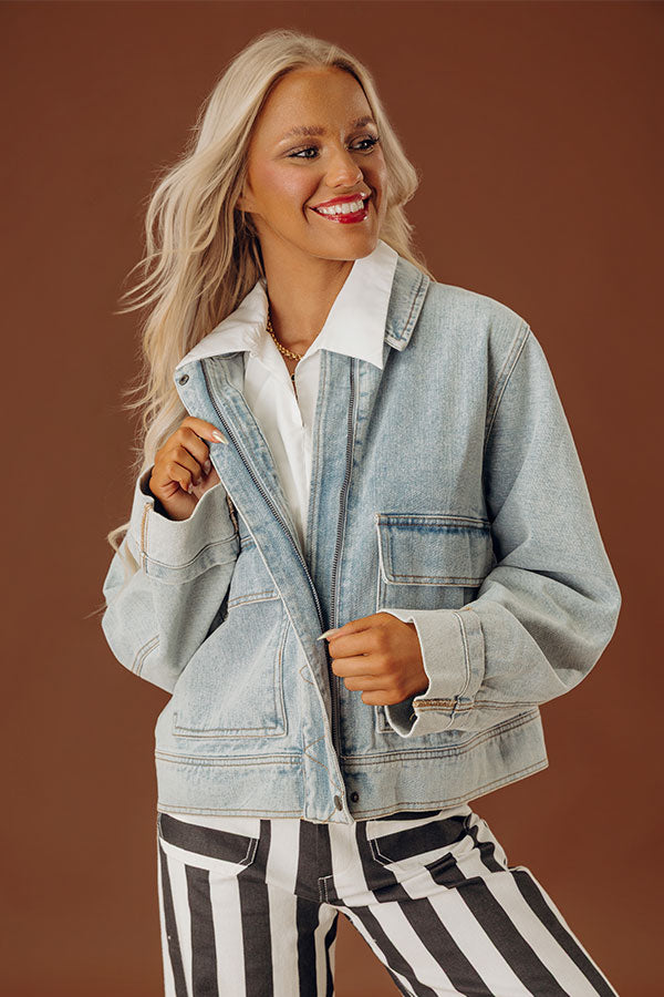 Street Style Denim Jacket in Light Wash