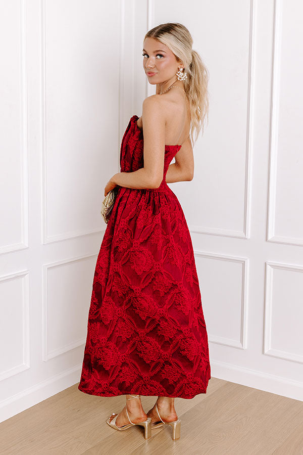 Night At The Gala Jacquard Midi in Wine