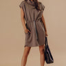 Coffee Run Cutie Mini Dress in Taupe Image - 1
