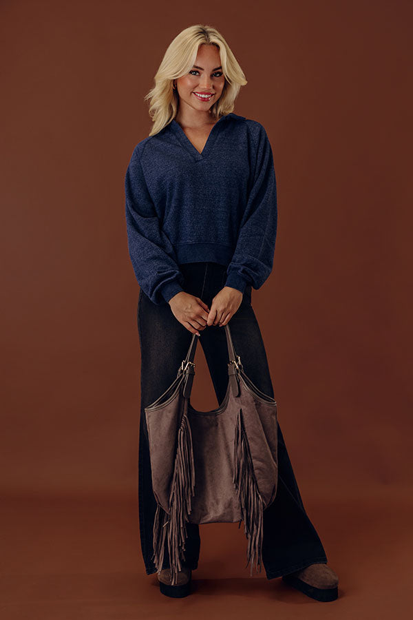 Mountain Lodge Cutie Sweatshirt in Heathered Navy Image - 2
