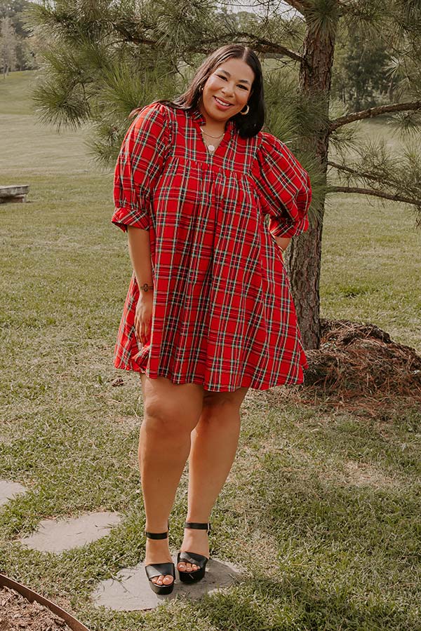 Cheerful Energy Plaid Mini Dress Curves