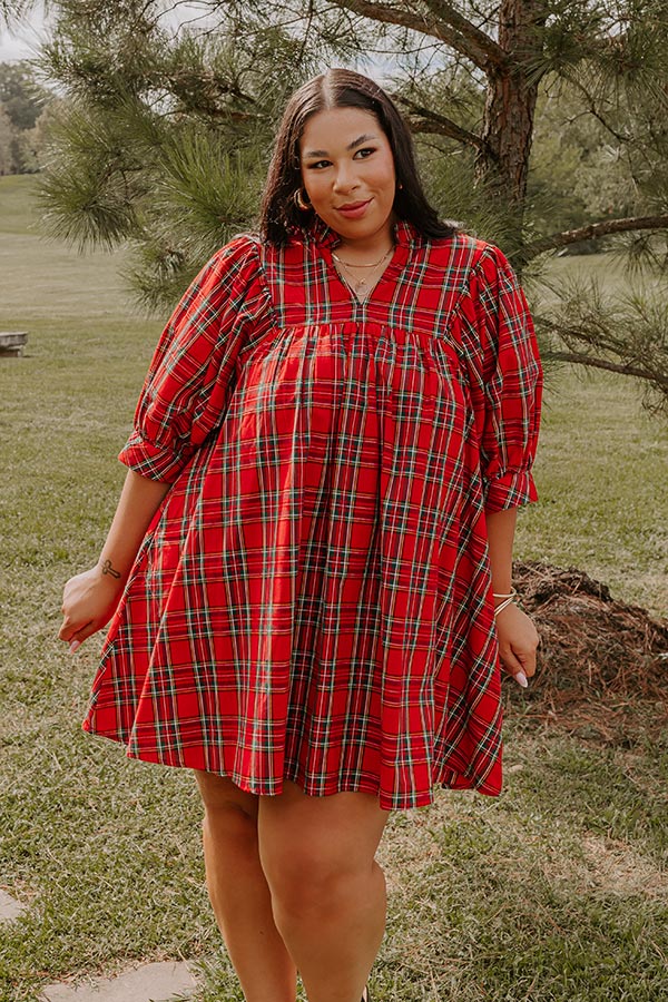 Cheerful Energy Plaid Mini Dress Curves