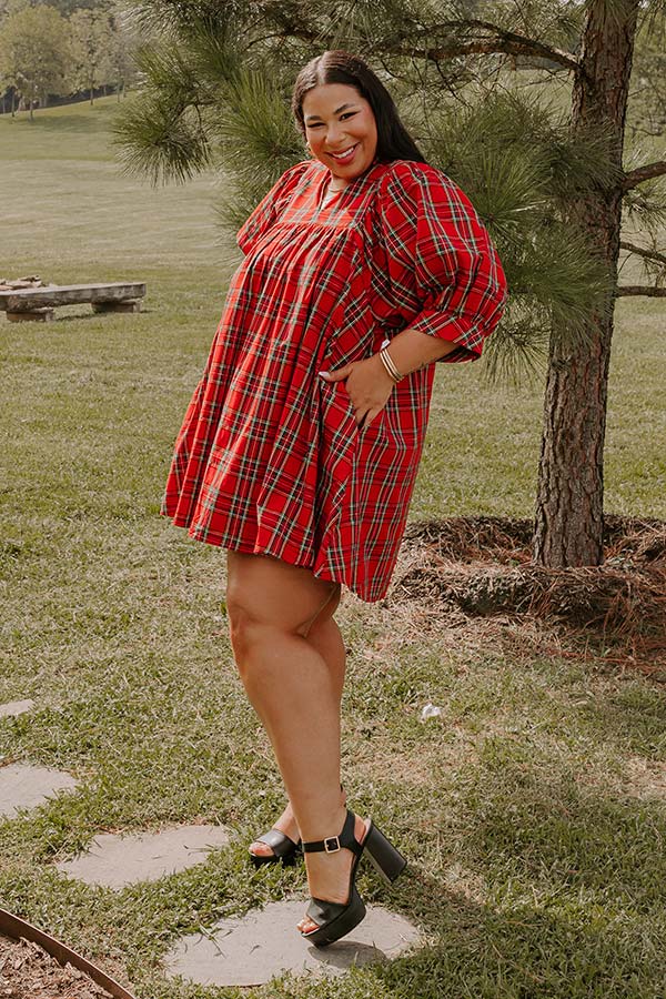 Cheerful Energy Plaid Mini Dress Curves   