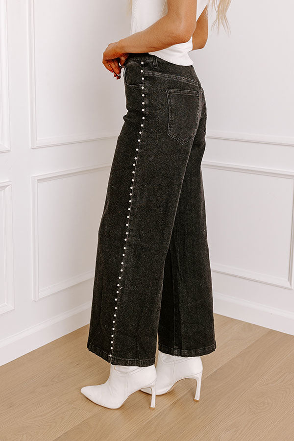 The Lorelai High Waist Pearl Embellished Jean