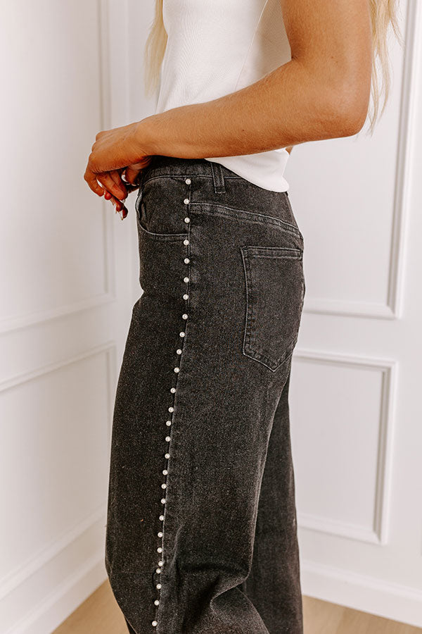 The Lorelai High Waist Pearl Embellished Jean