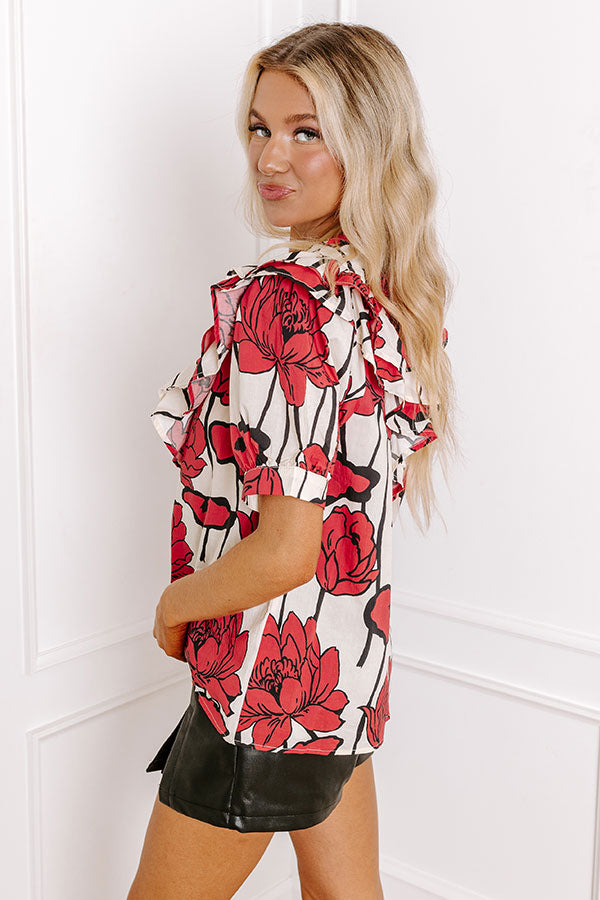 Midtown Meet Up Floral Top in Red