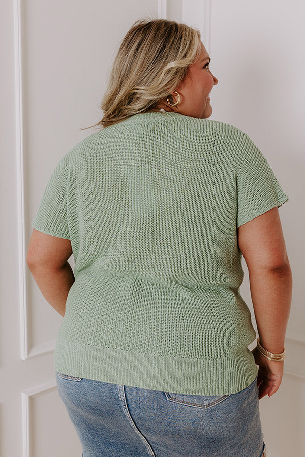 Boho Blooms Knit Top in Sage Curves