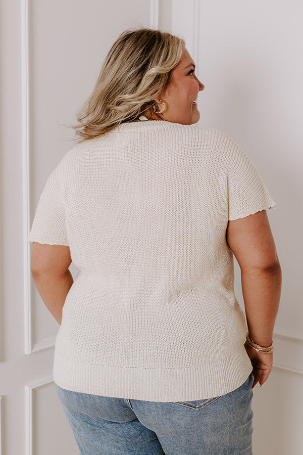 Boho Blooms Knit Top in Cream Curves