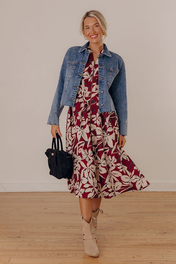 Winery Welcome Floral Midi in Merlot Image - 2