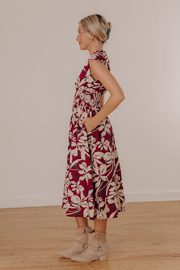 Winery Welcome Floral Midi in Merlot Image - 2