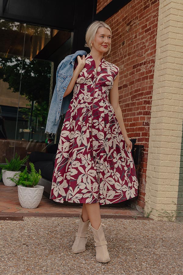 Winery Welcome Floral Midi in Merlot Image - 1