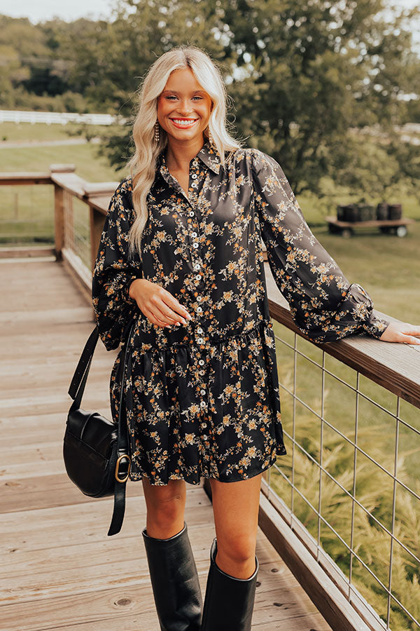 Chrysanthemum Whisper Button Down Mini Dress