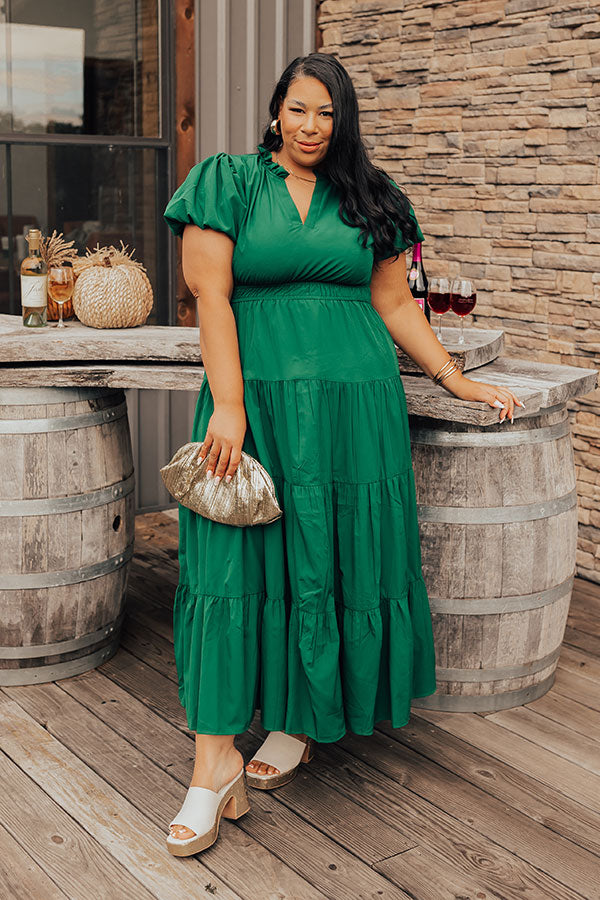 Simply Sweet Maxi Dress in Hunter Green Curves