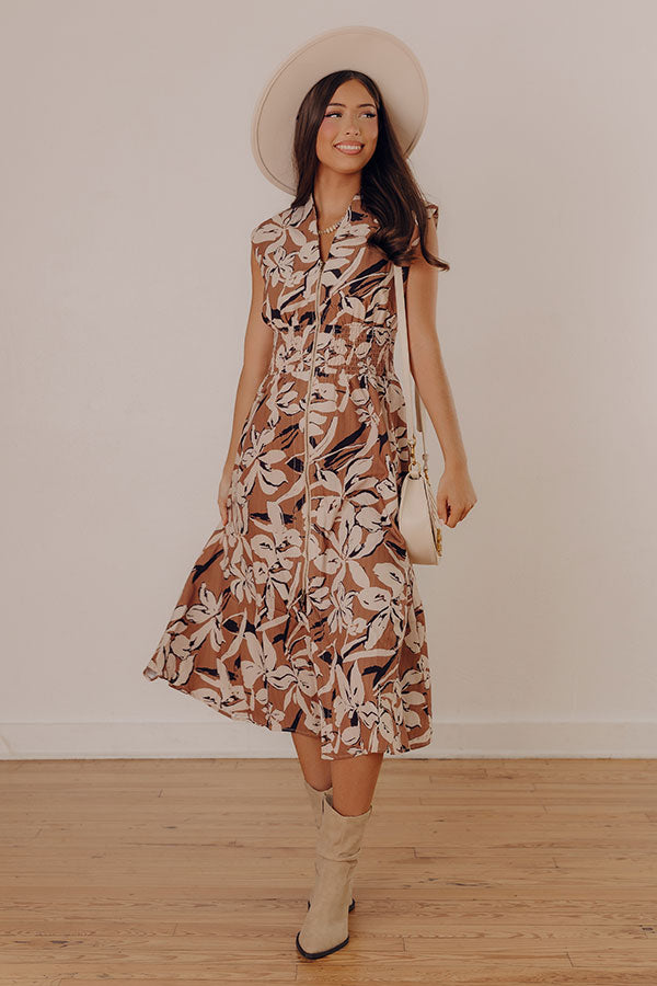 Winery Welcome Floral Midi in Camel Image - 2
