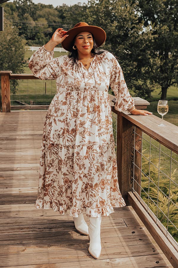 Wine Lover Satin Floral Maxi Dress Curves