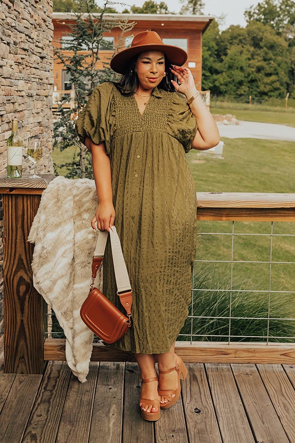 Wine Tasting Ready Midi in Olive Curves